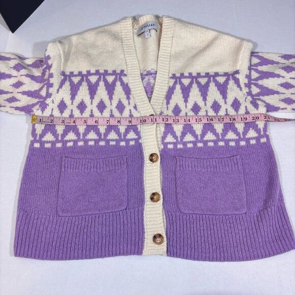 DEREK LAM 10 CROSBY Bonnie Fair Isle Cardigan Wool Blend Boxy Size XS - Picture 15 of 16